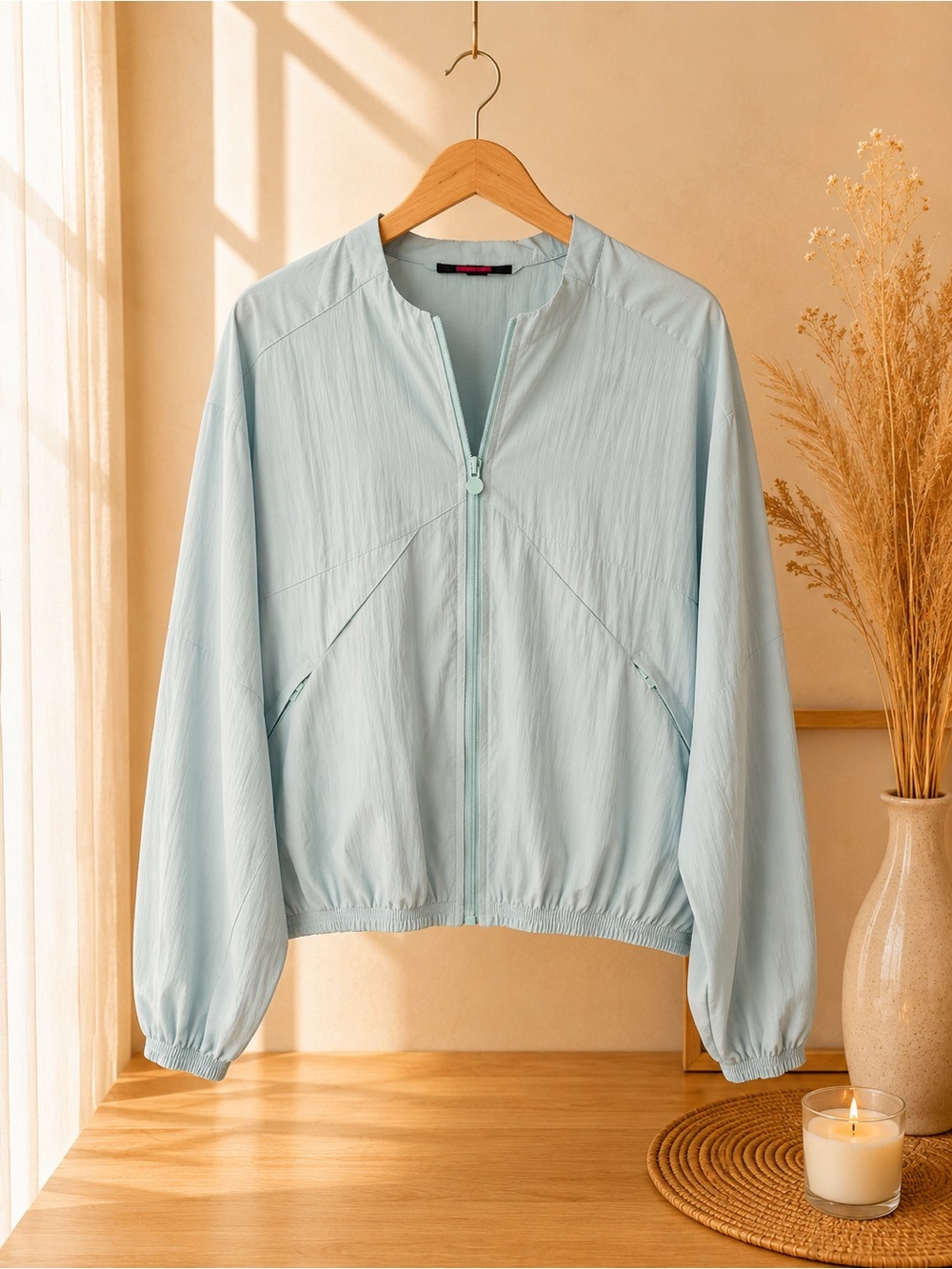 Light Blue Women's Lightweight Zip-Front Jacket